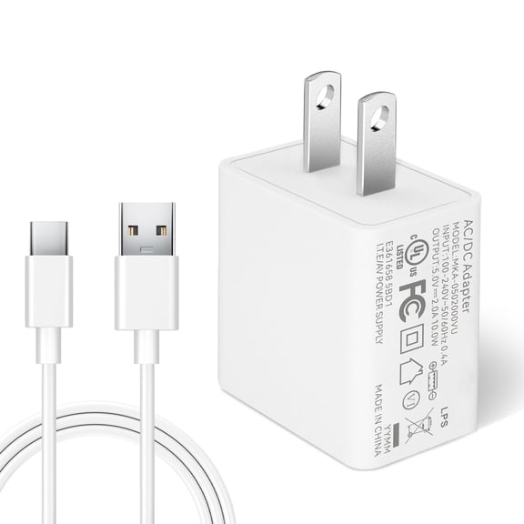 pannbo 5V 2A 10W USB Wall Charger with 10FT USB C Cable AC Power Adapter for Home Security Cameras and USB-C Devices White
