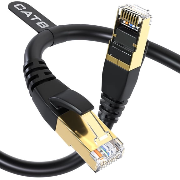 pannbo Cat 8 Ethernet Cable 10FT, 40Gbps 2000MHz High Speed RJ45 Cable, Heavy Duty Indoor Outdoor, Gold Plated, Weatherproof UV Resistant for Gaming PC Router PS5 PS4 Xbox
