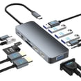 thumbnail image 1 of panningbo 13 in 1 USB C Docking Station Dual HDMI for Dell HP Lenovo Surface, Triple Display Adapter Hub with HDMI VGA USB 3.0 100W PD Ethernet SD TF Audio, 1 of 9