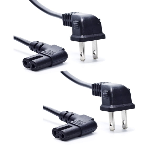 panningbo 2-Pack 12FT Right Angled 2-Prong to C7 Power Cord, L-Shaped Figure 8 AC Cable Compatible with Wall-Mounted LED LCD TV, Monitor, and Most 2-Slot Electronic Devices