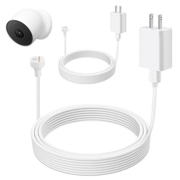 panningbo 2-Pack Power Cable for Google Nest Cam Outdoor Indoor Battery 2nd Generation 16FT 5M Weatherproof Charging Cable with Adapter 5V 2A Outdoor Charger Cable
