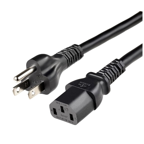 panningbo 3FT PC Power Cord, 3-Prong AC Power Cable for Monitor Computer TV, 18 AWG 125 Volts, Standard NEMA 5-15P to C13 Replacement Cord, Black