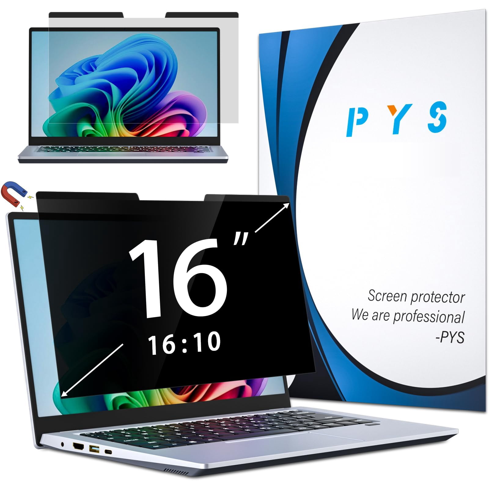 panningbo Magnetic Laptop Privacy Screen 16 Inch 16:10 Ratio Computer ...