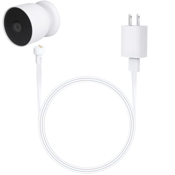 panningbo Power Adapter Compatible with Google Nest Cam Outdoor Indoor Battery 6.5ft 2m Weatherproof Outdoor Charger Cable Power Your Nest Cam Continuously White