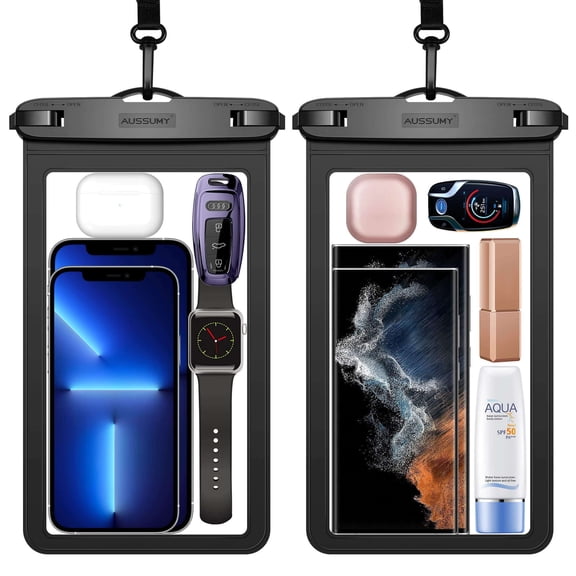 panningbo XL Waterproof Phone Pouch 2-Pack, Universal IPX8 Underwater Clear Dry Bag Case with Neck Lanyard for iPhone 16/15/14/13/12 Pro Max, Samsung Galaxy, Beach Swimming Pool