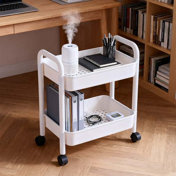 pantry organizers Two Layer Trolley Floor Storage Rack Kitchen Floor Multi Layer Snack Dormitory Bedside Bedroom Toilet Mobile Bathroom Rack