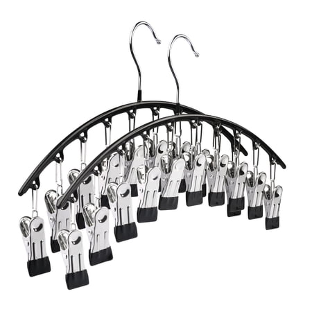 Behome 2 Pack Pants Hangers, Legging Organizer for Closet with 10 Clips, Space Saving Hanging Closet Organizer for Shorts, Jeans, Skirts, Pants