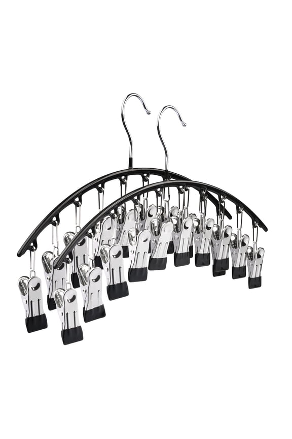 2 Pack Pants Hangers, Legging Organizer for Closet with 10 Clips, Space Saving Hanging Closet Organizer for Shorts, Jeans, Skirts, Pants