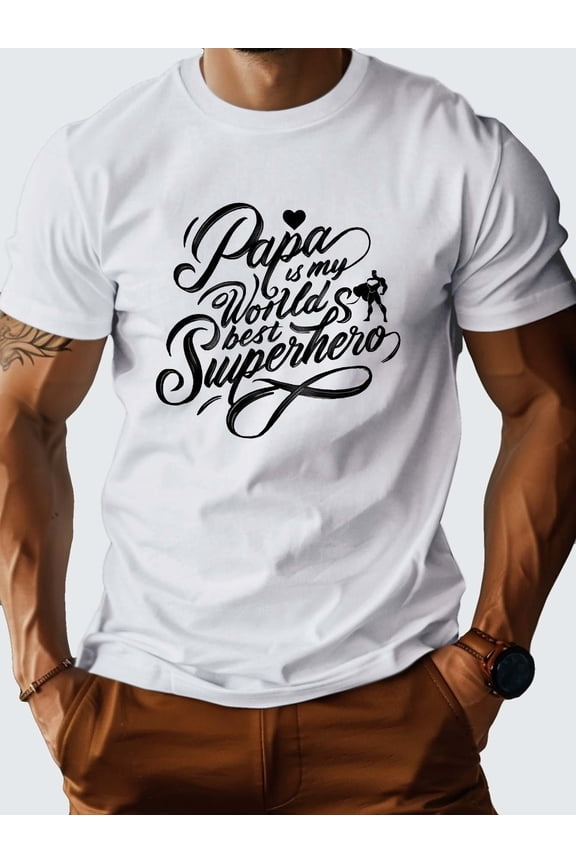 papa World s Best Superhero G500 pure cotton men's T-shirt comfort fit