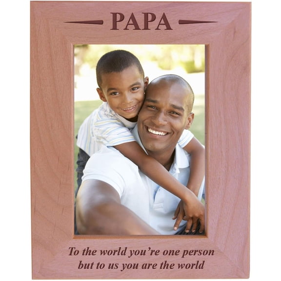 papa -to the world you're one person but to us you are the world - engraved wood picture frame (5x7 vertical)