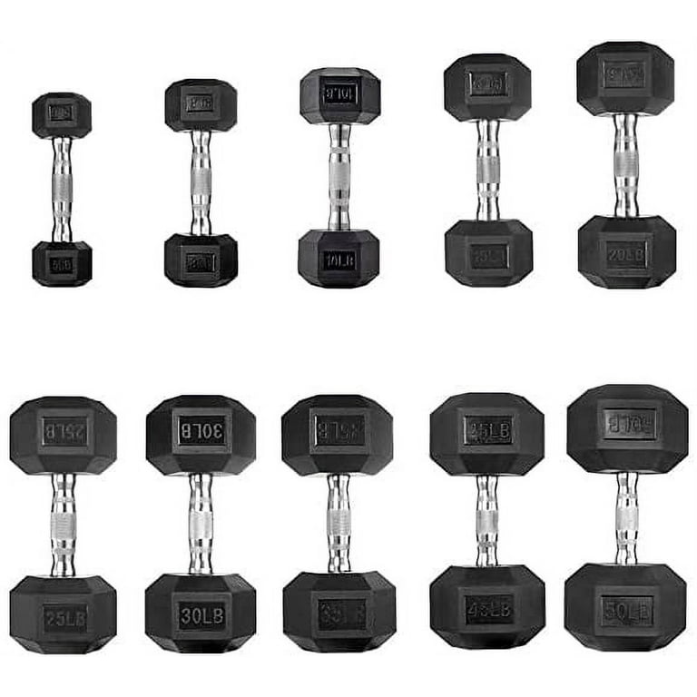 Papababe dumbbells rubber encased hex online dumbbell home weight set of 2