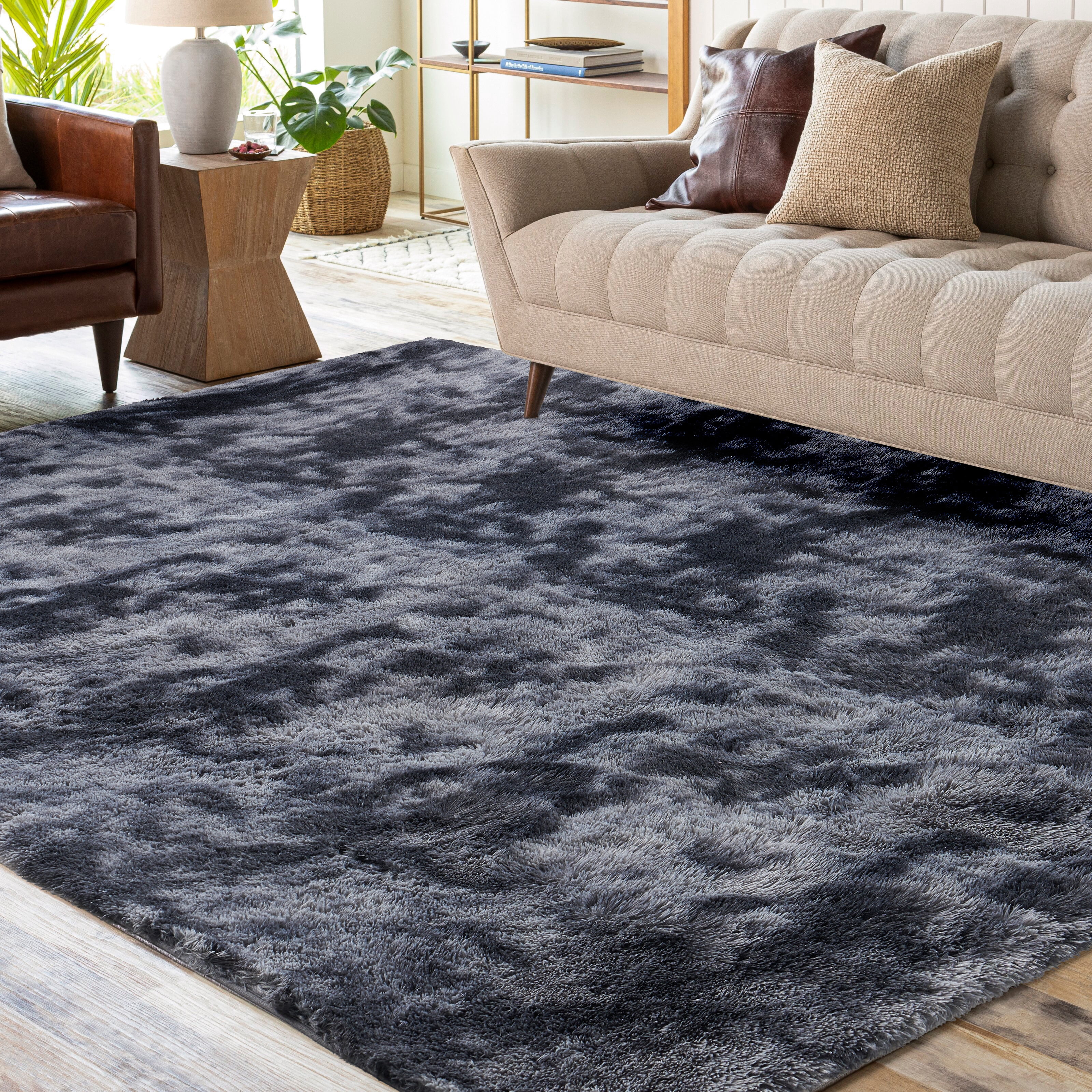 Fluffy Datk Grey Rugs papajet 5'x8' Area Rug, Fluffy Shaggy Rug, Dark Grey for Living Room ...
