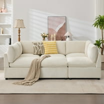 papajet 97" Corduroy Modular Sectional Sofa Bed, U-Shaped, Deep Seat, Beige