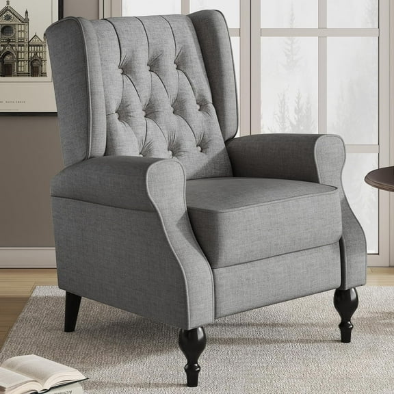 Papajet Adult Recliner Chair for Living Room, Classic Tufted, Widened Armrest and High Winback,Dark Grey