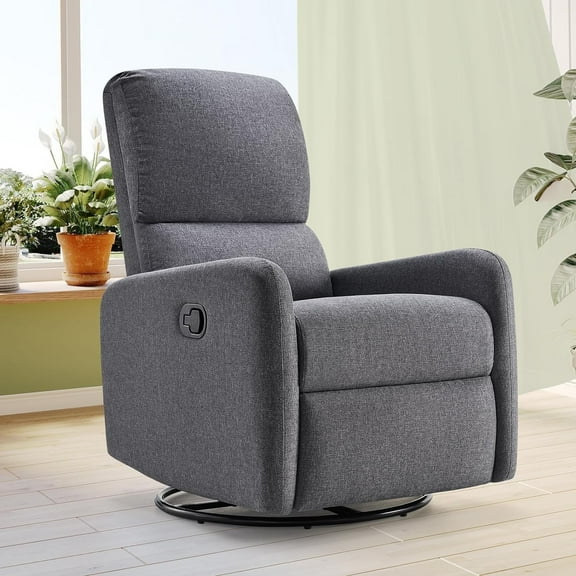 papajet Recliner Chair for Living Room,Nursery Glider with High Back Massage Swivel,Linen Gray