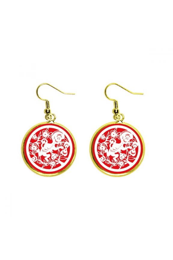 paper-cut monkey animal china zodiac art earring dangle en drop earring jewelry woman