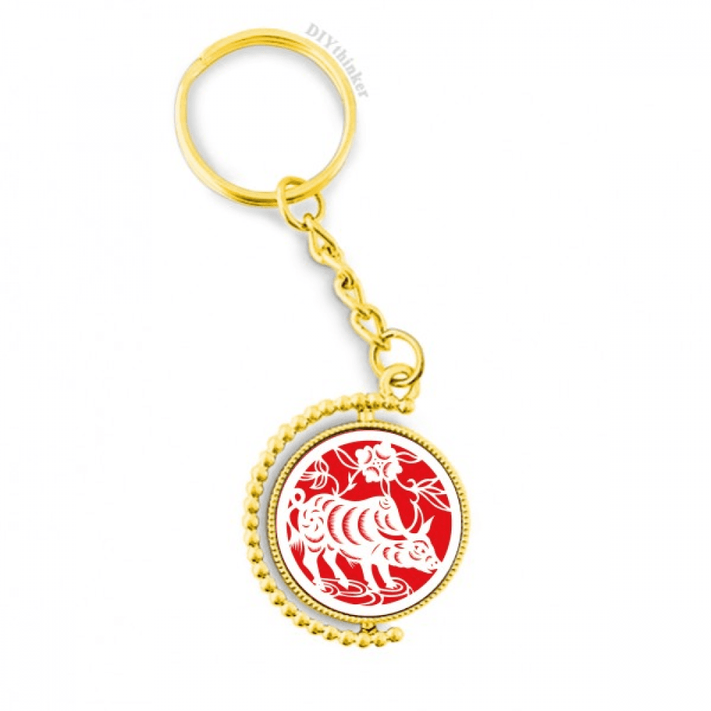 Ox Key Ring paper-cut ox animal china zodiac art metal connector key chain ...