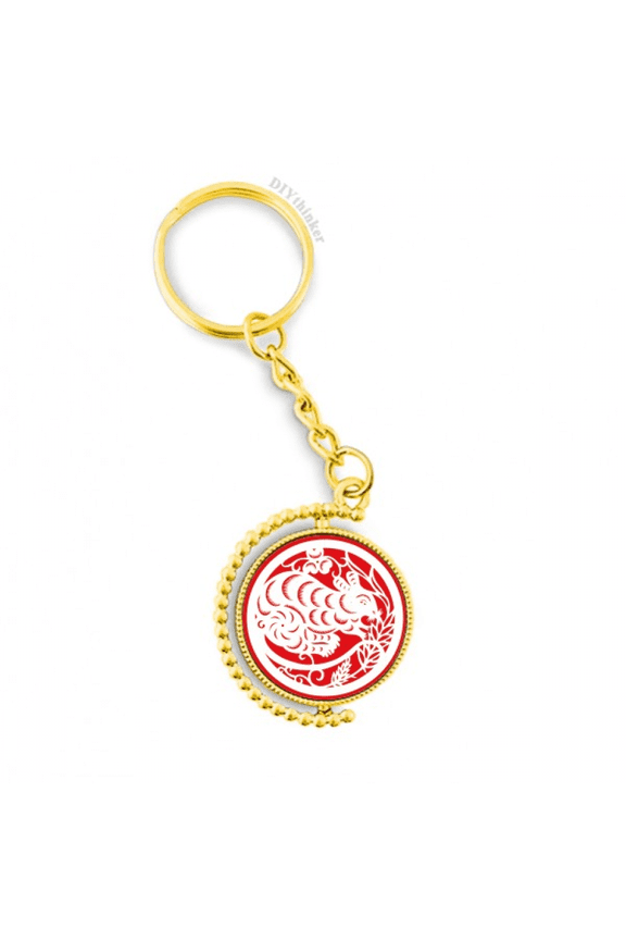 paper-cut rat animal china zodiac art metal connector key chain  accessory en keyholder