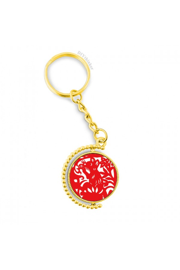 paper-cut rat animal china zodiac metal connector key chain  accessory en keyholder