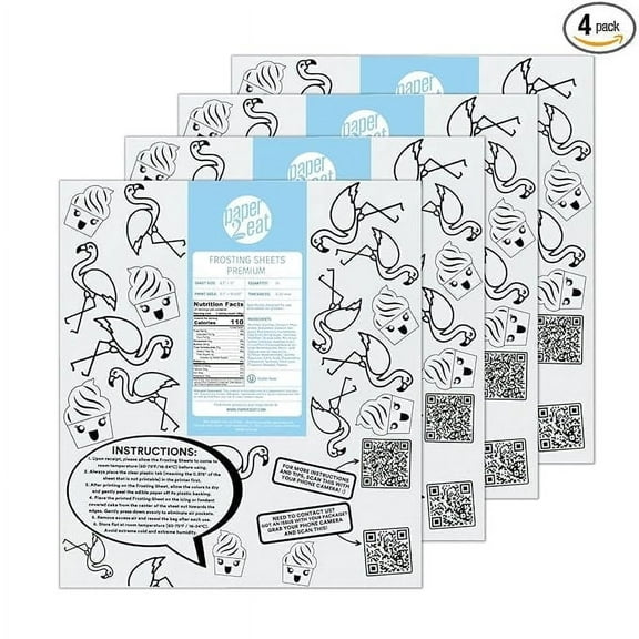 paper2eat Edible Kosher Certified White Frosting Sheets Premium (Icing Sheets) 8.5" x 11" - 96 count