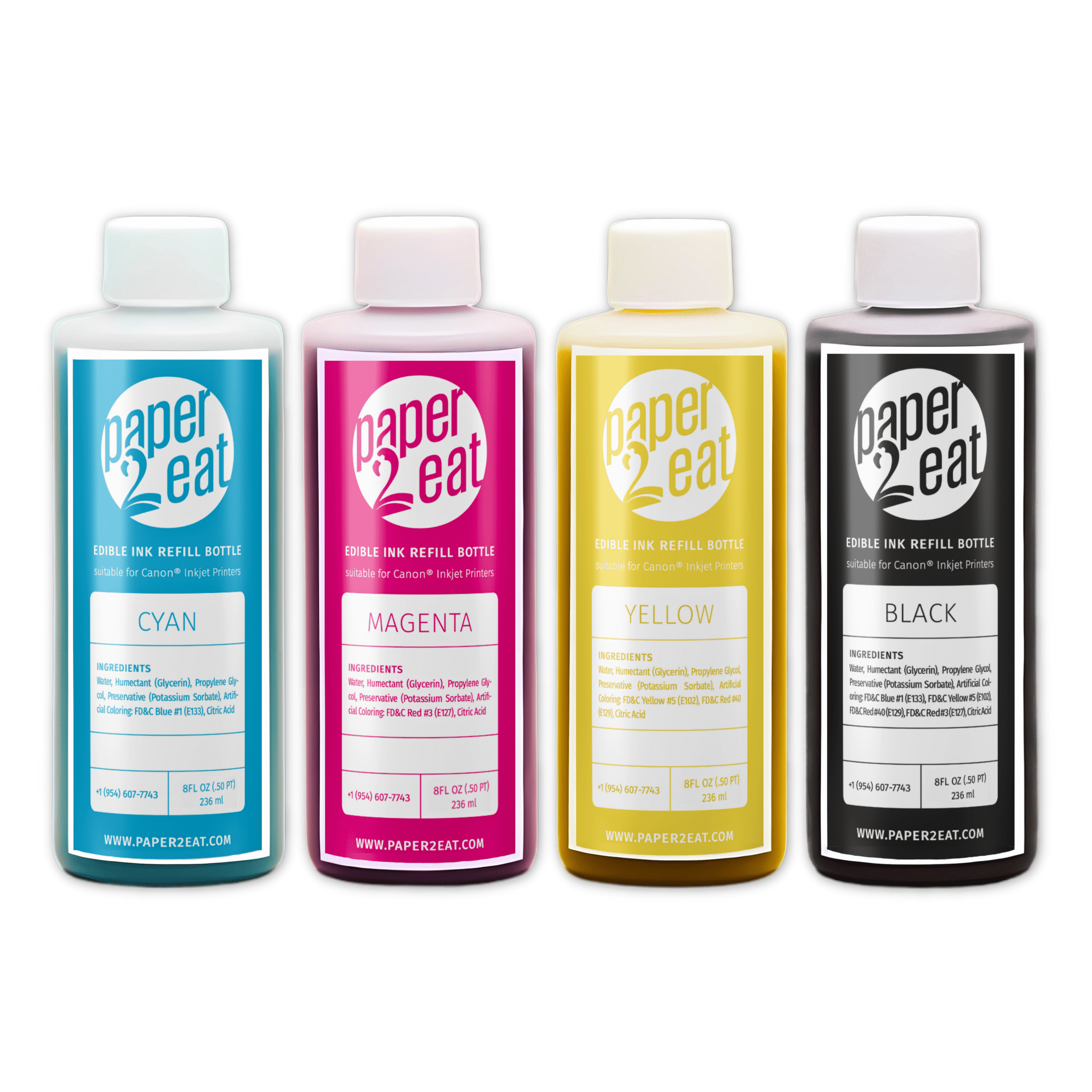 paper2eat Set of 4 x 8 fl. oz. Edible Ink Refill Bottles