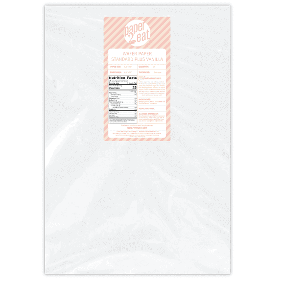 paper2eat White Edible Wafer Paper Standard Plus VANILLA (0.40 mm) - 25 Count
