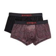 papi mens Brazilian Cool Boxer Briefs Pack of 2 Comfort Fitting Underwear Trunks, Stripe - Black/Red, Medium US