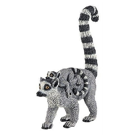 Papo Lemur and Baby Figure, Multicolor