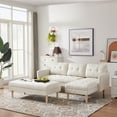 thumbnail image 1 of paproos 3-Seat L-Shape Sectional Sofa Couch Set, Fabric Right Facing Sectional Sofa Bed with Ottoman Bench, Beige, 1 of 9