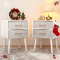 thumbnail image 1 of PAPROOS Nightstand Set of 2, Bedside Table with Metal Legs, Modern End Side Table with 2 Fabric Drawer, Versatile Nightstand for Bedroom Sofa Entryway, White+Gray, 1 of 7