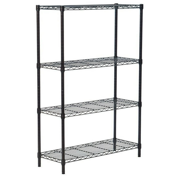 paproos 4-Shelf Shelving Storage Unit, Heavy Duty Metal Organizer Wire Rack with Leveling Feet and Hooks Adjustable Shelves for Bathroom Kitchen Garage