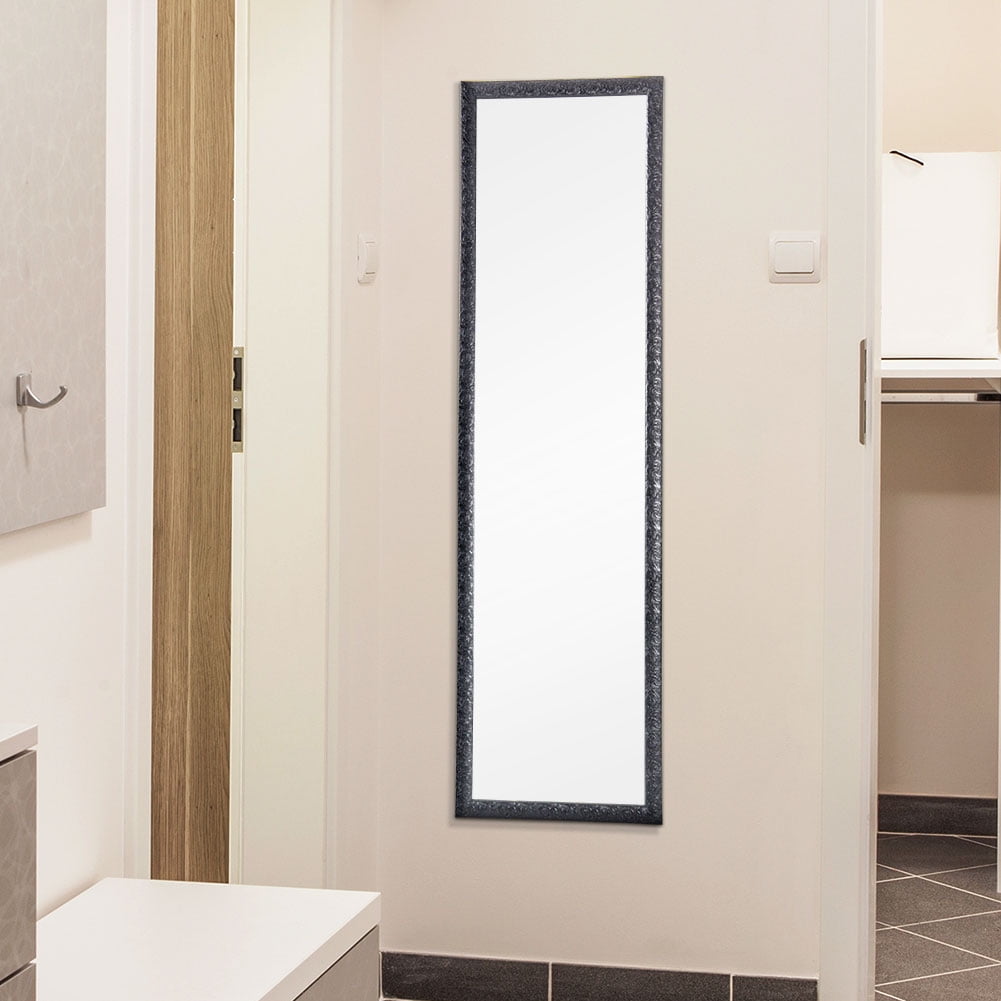paproos 50 x 14 Over The Door Mirror Full Length Mirror Full Body Dressing Mirror Wall Mounted Hanging for Dorm Home Black