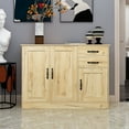 thumbnail image 1 of paproos Floor Cabinet, Modern Storage Cabinet with Adjustable Shelf and Double Door, Free-Standing Storage Organizer for Bathroom, Living Room, 1 of 10