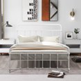thumbnail image 1 of paproos Full Size Metal Bed Frame, Victorian Style Bed with Iron-Art Headboard and Footboard, Under Bed Storage, No Box Spring Needed, White, 1 of 10