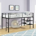 thumbnail image 1 of paproos Twin Size Metal Loft Bed, Black Metal Loft Bed with Shelves, No Box Spring Needed, Space Saving Design, Perfect for Dorm, Bedroom, Guest Room, 1 of 10