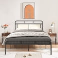 thumbnail image 1 of paproos Metal Queen Bed Frame, Black Platform Bed with Victorian Headboard and Footboard, Heavy Duty & Quick Assembly, 1 of 10