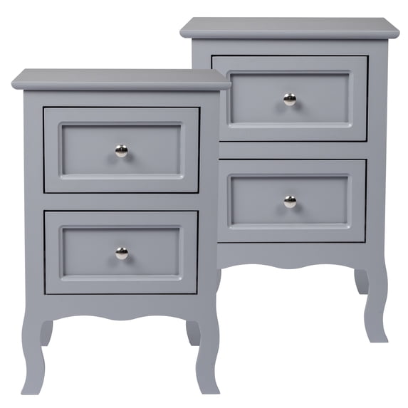 paproos Modern Bed Side Table Set of 2, Nightstand with with 2 Storage Drawers, Sofa Side Table for Living Room, Bedroom, Gray