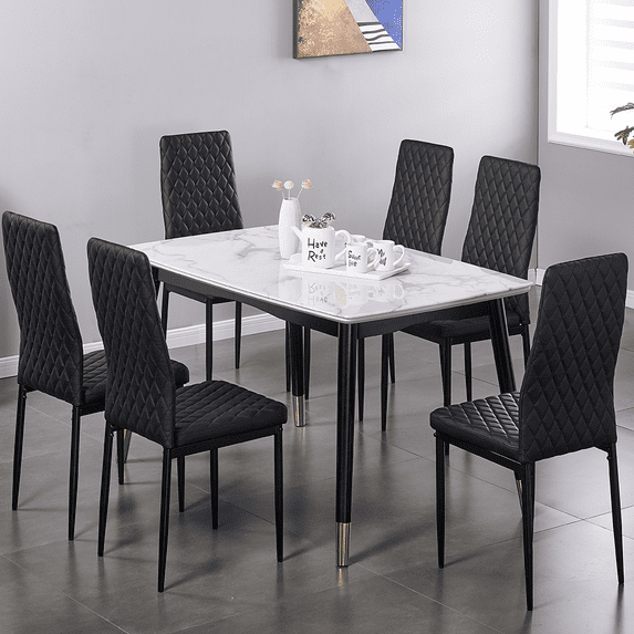 paproos Modern Dining Chairs Set of 6, PU Leather Dining Room Chairs, Kitchen Chairs with Metal Legs, Easy to Assemble Dining Chair for Restaurant, Kitchen, Dining Room and Living Room