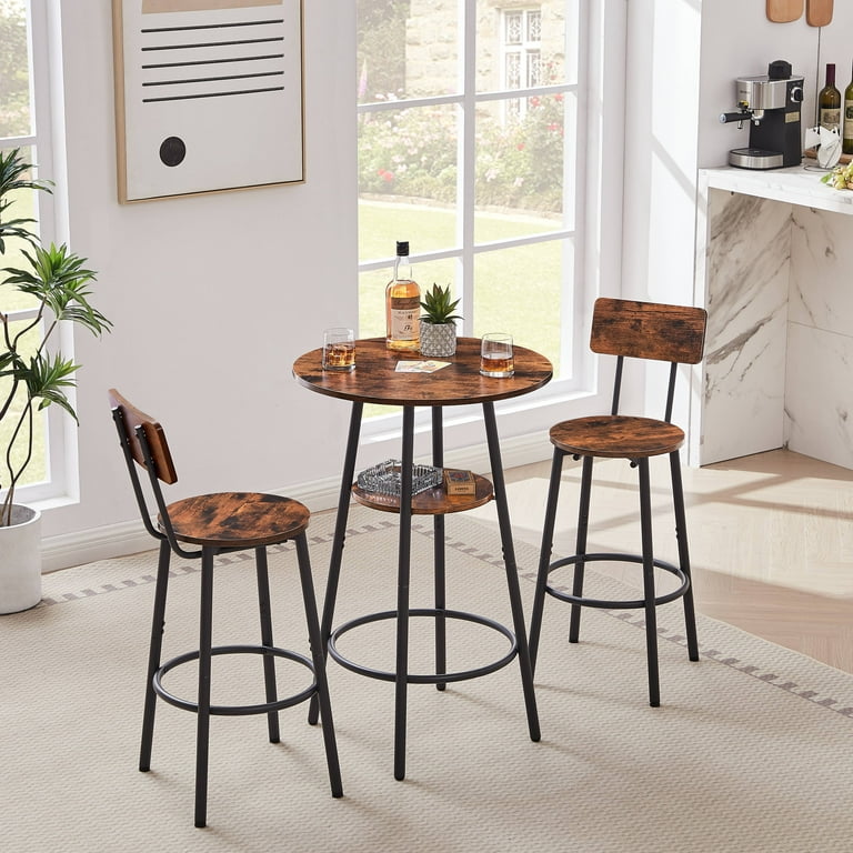paproos Round Bar Table Set for 2 3 Pcs Pub Bistro Table and