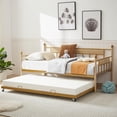 thumbnail image 1 of PAPROOS Metal Daybed with Trundle, Heavy Duty Steel Slat Support Sofa Bed Frame, Steel Daybed for Bedroom Guest Room, Gold+Natural, 1 of 7
