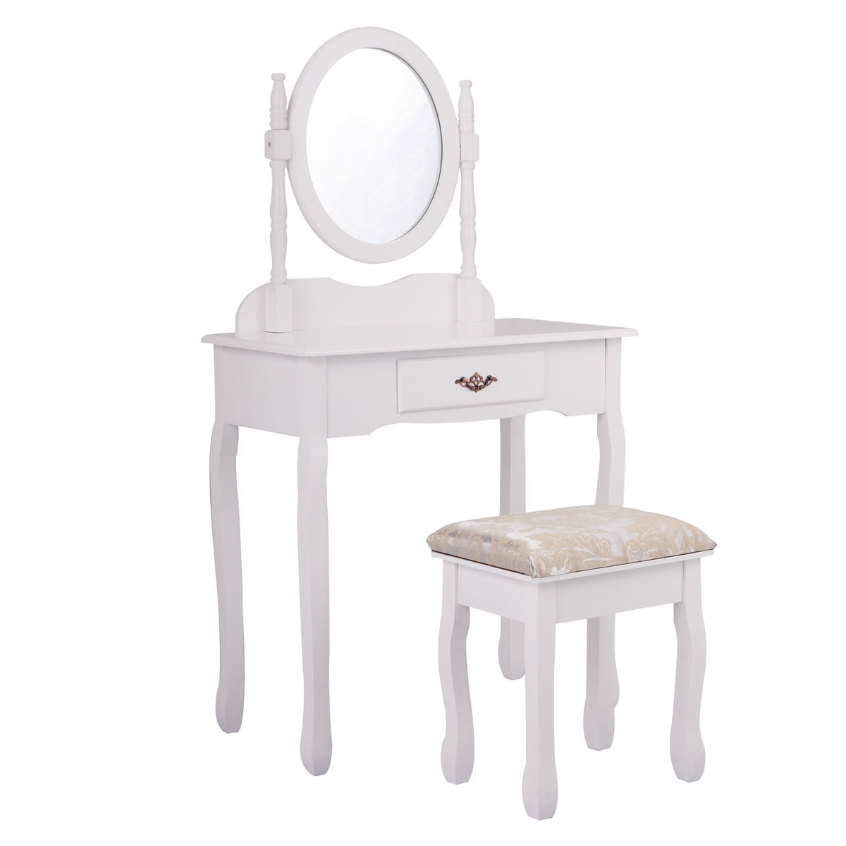 paproos Vintage Vanity Table Set with Mirror, Vintage Makeup Dressing Table  with Drawers & Stool, Dresser Table for Women - Walmart.com