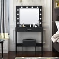 thumbnail image 1 of paproos Vintage Vanity Table with Lighted Mirror, Vintage Makeup Dressing Table with Drawer and Stool, Dresser Table for Women, 1 of 10