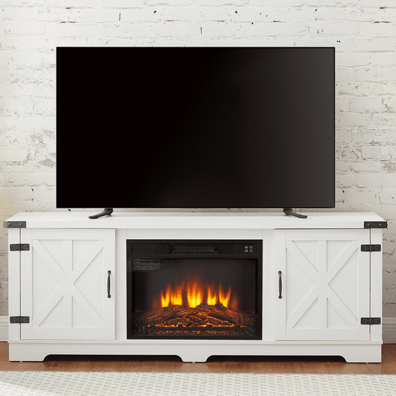 paproos White Finish TV Stand for 75 Inch TV, Home Media Entertainment Center, Industrial TV Console Cabinet for Living Room, Modern TV Stand Table