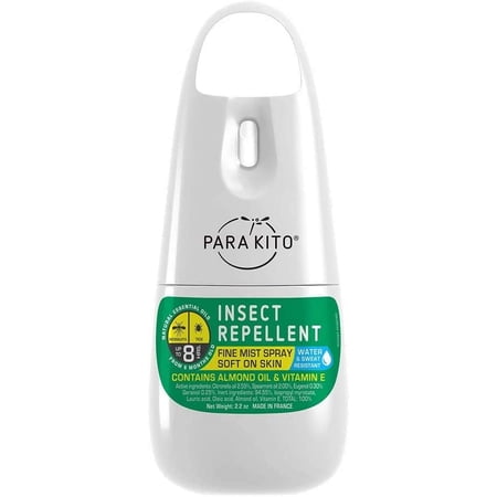 para’Kito 8-Hour DEET-Free Mosquito & Tick Spray - No Alcohol, Water/Sweat Resistant, Natural Citronella (2.2oz)