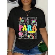 para Paraprofessional Paraeducator First Day Back to School T-Shirt Graphic Tee summer Tops For Women Round Neck Fashion Cotton shirts