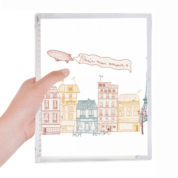 paris airship france mark line drawing notebook loose diary refillable journal statiry
