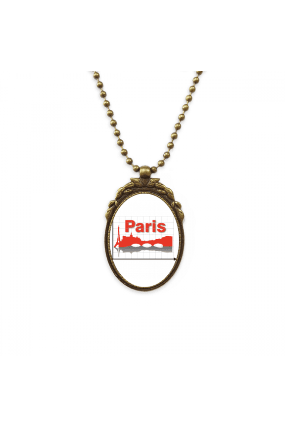 paris city outline coordinate axis antique necklace vintage bead pendant keychain