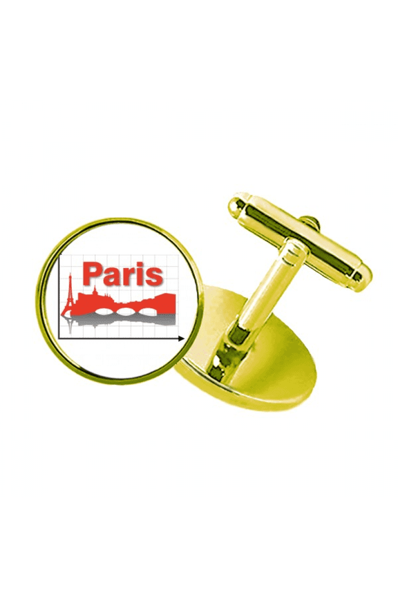 paris city outline coordinate axis studded business metal cufflinks en