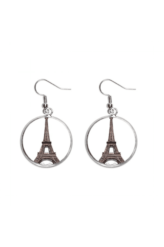 paris eiffel tower in france ear dangle silver drop ear jewelry woman