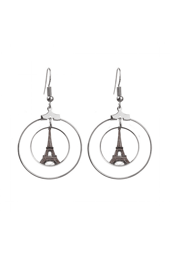 paris eiffel tower in france earrings dangle hoop jewelry drop circle
